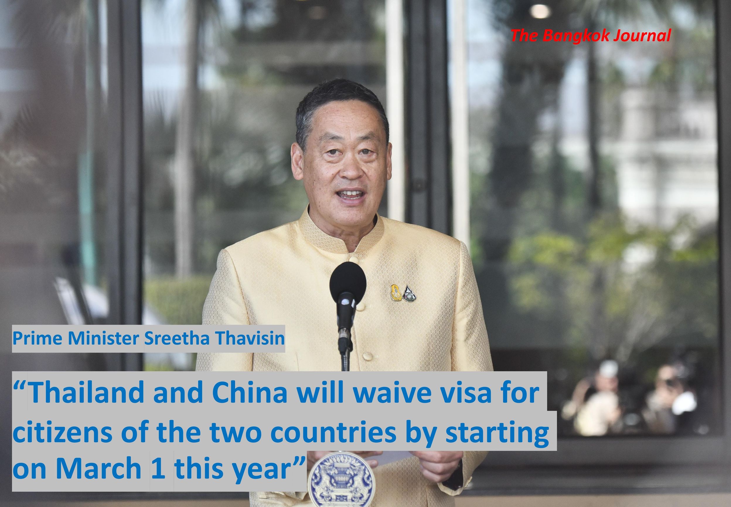 Thailand and China will permanently waive visa for citizens of the two countries
